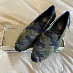 Rothy's Camo Knit Loafers in Olive Green & Black